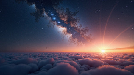 Ultra wide nebula banner background with copy spaceの素材