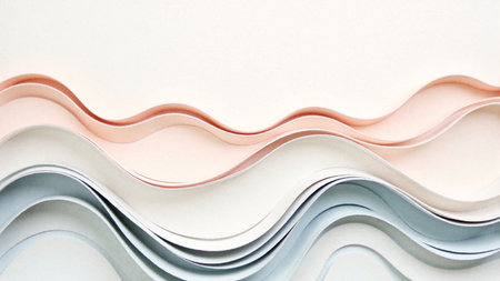 Layered paper cut waves background with copy spaceの素材