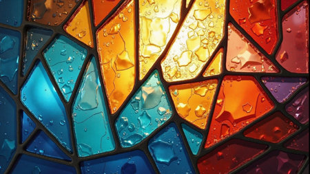 Stained glass mosaic abstract background with copy spaceの素材