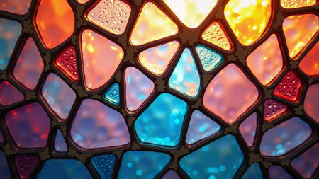 Stained glass mosaic abstract background with copy spaceの素材