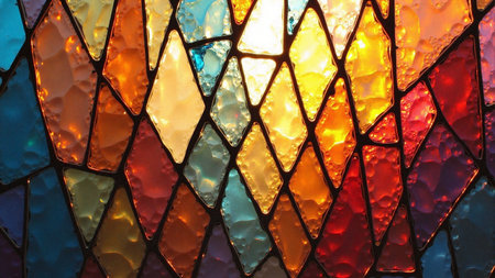 Stained glass mosaic abstract background with copy spaceの素材