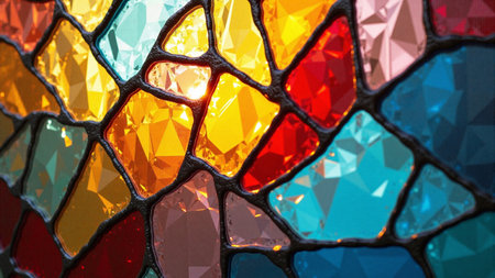 Stained glass mosaic abstract background with copy spaceの素材
