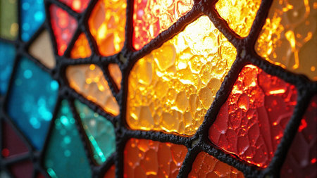 Stained glass mosaic abstract background with copy spaceの素材