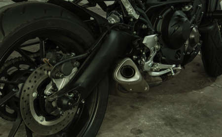 motorbike wheel rear wheel closeup view