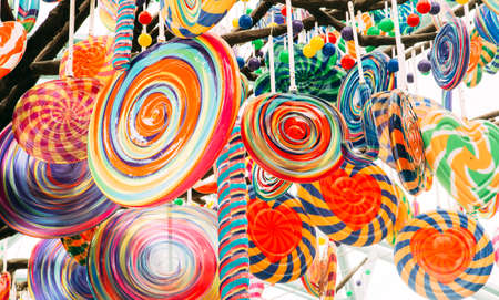 colorful Lollipop tree balloon closeup viewの写真素材