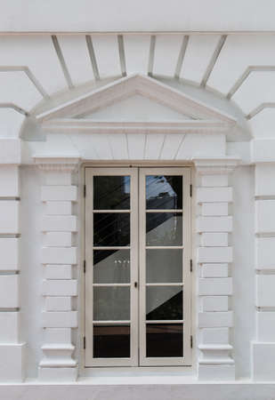 vintage white color window facadeの写真素材