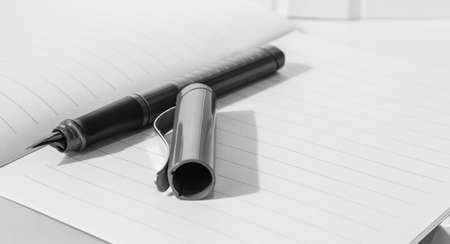 a pen on notebook closeup view