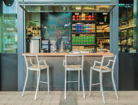 SINGAPORE - MAY 6 2017: small indoor bar counterの写真素材