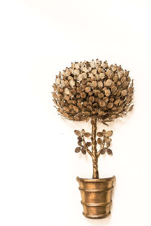 beautiful metal plant on the wallの写真素材