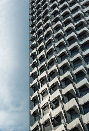 Abstract detail of the aluminum fins decorating the front facade