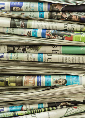 SINGAPORE-MAY 12 2017: lots of news paperのeditorial素材
