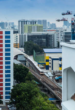 SINGAPORE-JUN 19 2017: MRT station in residential areaのeditorial素材