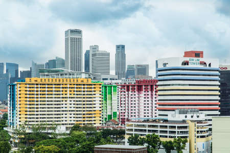SINGAPORE-JUN 24 2017:Singapore colorful building styleのeditorial素材