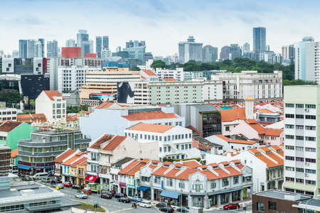 SINGAPORE-JUN 24 2017:Singapore cityscape aerial viewのeditorial素材