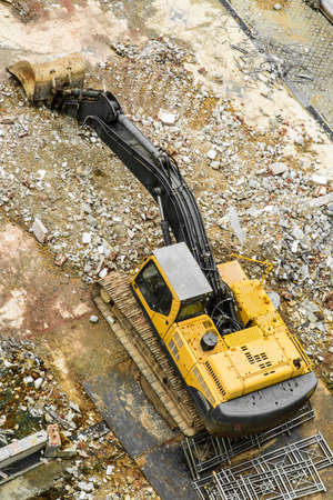 working excavator view from top angleのeditorial素材