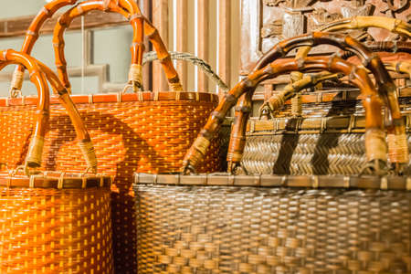 bamboo shopping bag on shelf for show
