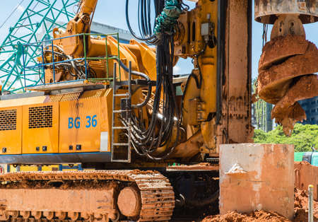 big drill machine is workingのeditorial素材