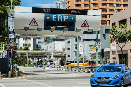 SINGAPORE-JUN 3 2017: Singapore ERP system on street at downtown