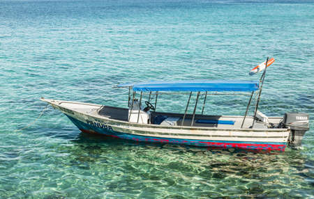 MALAYSIA TIOMAN ISLAND - JUL 01 2017:small sea taxi floating on the blue seaのeditorial素材