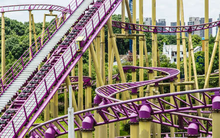 roller coaster in forest part of viewのeditorial素材