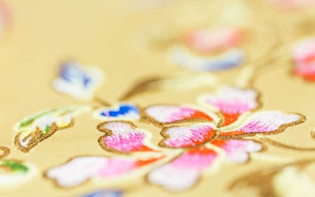 yellow color Chinese traditional style silk detail view