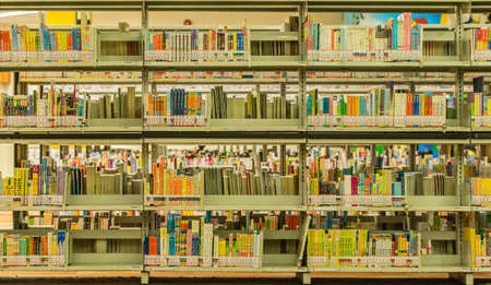 Singapore-JUL 27 2017: Singapore town center library inside bookshelf view