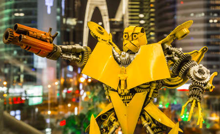 Suzhou,China-26 AUG 2017: the metal made robot toy display in shopping mallのeditorial素材