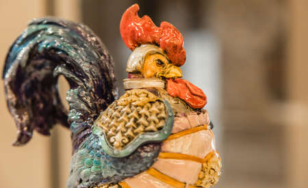 Suzhou, China-19 AUG 2017: cute chicken General sculpture toy display viewのeditorial素材