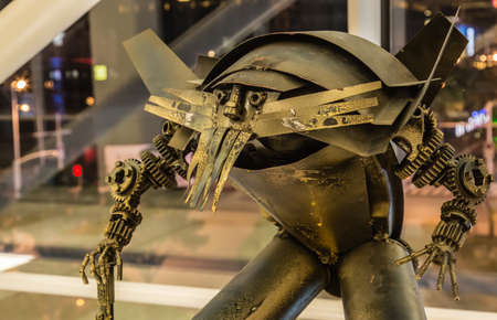 Suzhou, China - 26 AUG 2017: the metal made robot toy display in shopping mallのeditorial素材