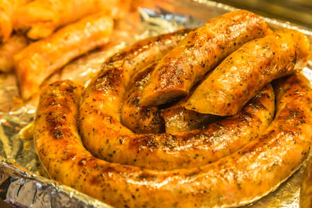 delicious sausage in hawker center closeup viewの写真素材