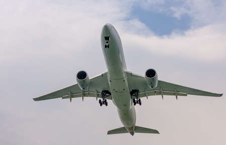 air plane in the sky closeup viewの写真素材