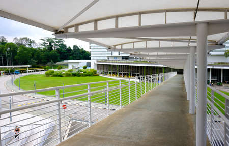 Singapore-27 JUN 2019:Singapore Republic Polytechnic connection white shelter bridgeのeditorial素材