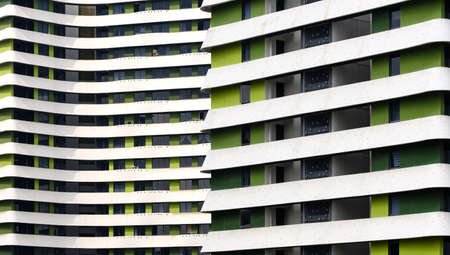 Singapore - 23 MAR 2019: Singapore Punggol area Water terrace residential buildingのeditorial素材