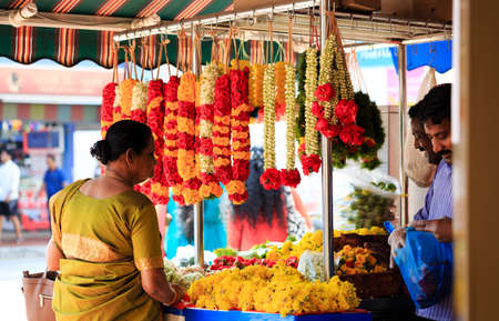 Singapore - DEC 30 2018: street vendor selling flower on their street shop