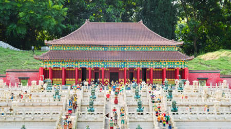 Johor Bahru, Malaysia - 18 NOV 2018: Chinese style palace Lego toy model display in Malaysia...