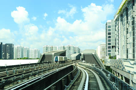 Singapore-27 JUL 2019:Singapore Punggol LRT railway station day viewのeditorial素材