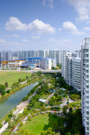 Singapore-27 JUL 2019: Singapore Punggol water way park aerial view