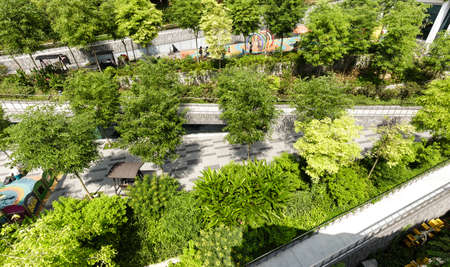 Singapore-27 JUL 2019: HDB's first new generation neighborhood center Oasis Terraces building viewのeditorial素材