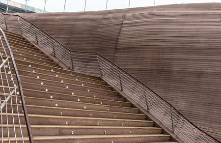 Singapore-21 OCT 2017: Singapore sentosa island boardwalk staircase detail view