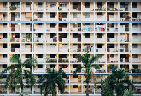 Singapore-11 JUN 2018:Singapore high density residential building HDB facade