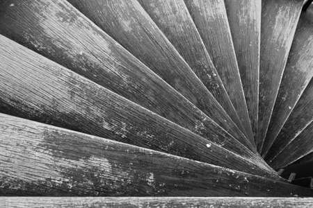 wood spiral staircase top view backgroundの写真素材