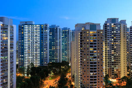 Singapore-05 MAY 2018: Singapore high density HDB residential building night view