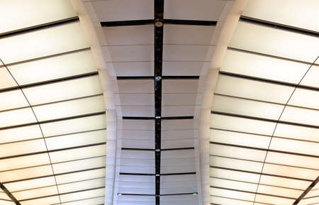 silver color Steel panel roof of buildingの写真素材