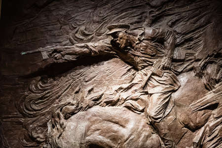 China, Jinggangshan - 22 AUG 2018: People's Liberation Army Statue in Museum of Revolution in Jinggang Mountainsのeditorial素材