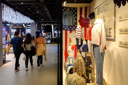 Bangkok,Thailand-02 APR 2018: American style clothes display in the fashion store