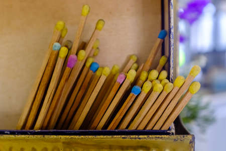 vintage matches in box macro closeup viewの写真素材