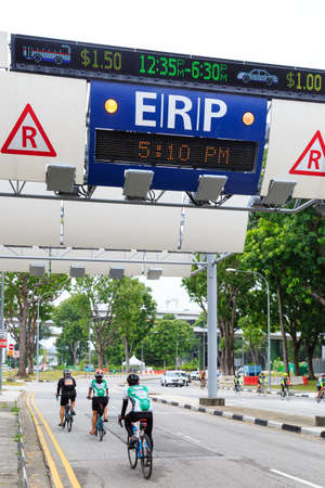 Singapore-10 MAR 2018:Singapore ERP system on street at downtown