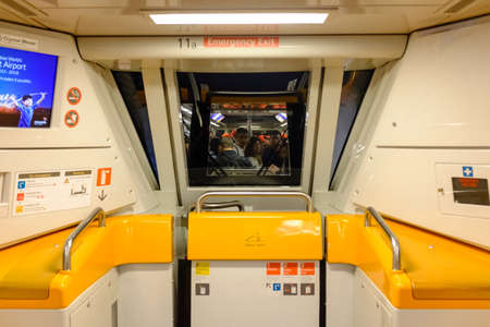Singapore-03 APR 2018: Singapore Changi airport shutter Skytrain inside viewのeditorial素材