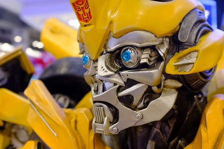 Bangkok,Thailand-01 APR 2018: Replica of Bumblebee from The Transformers on display in plazaのeditorial素材