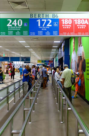 Singapore-04 MAR 2018: Singapore indoor bus Terminal station Waiting areaのeditorial素材